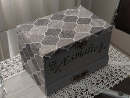 Caixa Esmalte Texto Perfurado