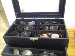 Caixa Gaveta Inferior Tampa Vidro Fecho Preta